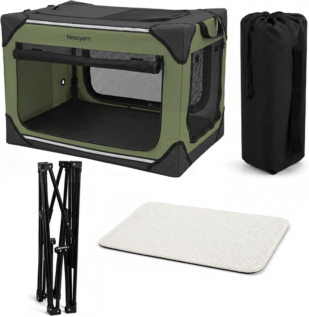 Collapsible Dog Crate for Large Dogs 36 Inch - Green / 42.0"L x 31.0"W x 31.0"H - image 3