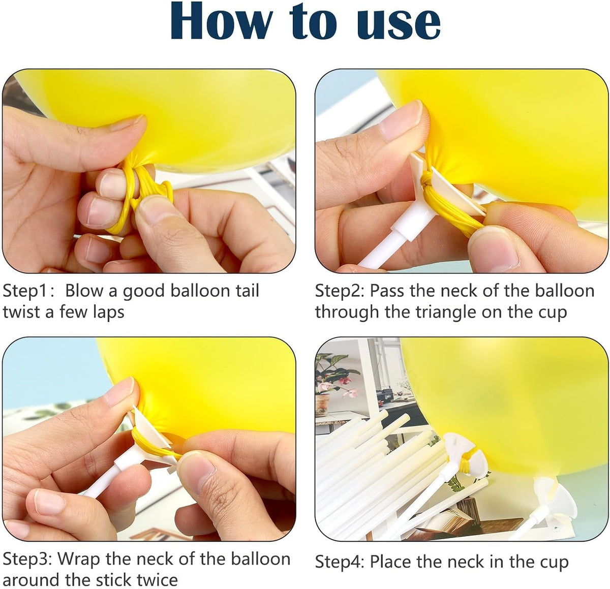 Pllieay 100 Pieces Balloon Sticks - 300pcs White Balloon Sticks - image 4