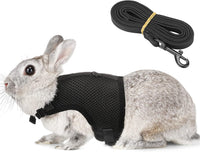 PETTOM Bunny Rabbit Guinea Pig Harness Stretchy Elastic Leash Cute - XL(Chest:12.5-15.7 in) / Black