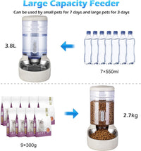 Automatic Cat Feeder and Water Dispenser with Stainless Steel Bowl - Stainless Steel-Beige - image 3