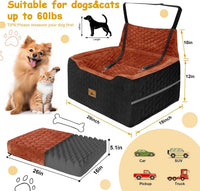 Dog Car Seat for Small/Medium Dogs, Memory Foam Dog Booster Seat - Black/Red Brown / Large - image 2