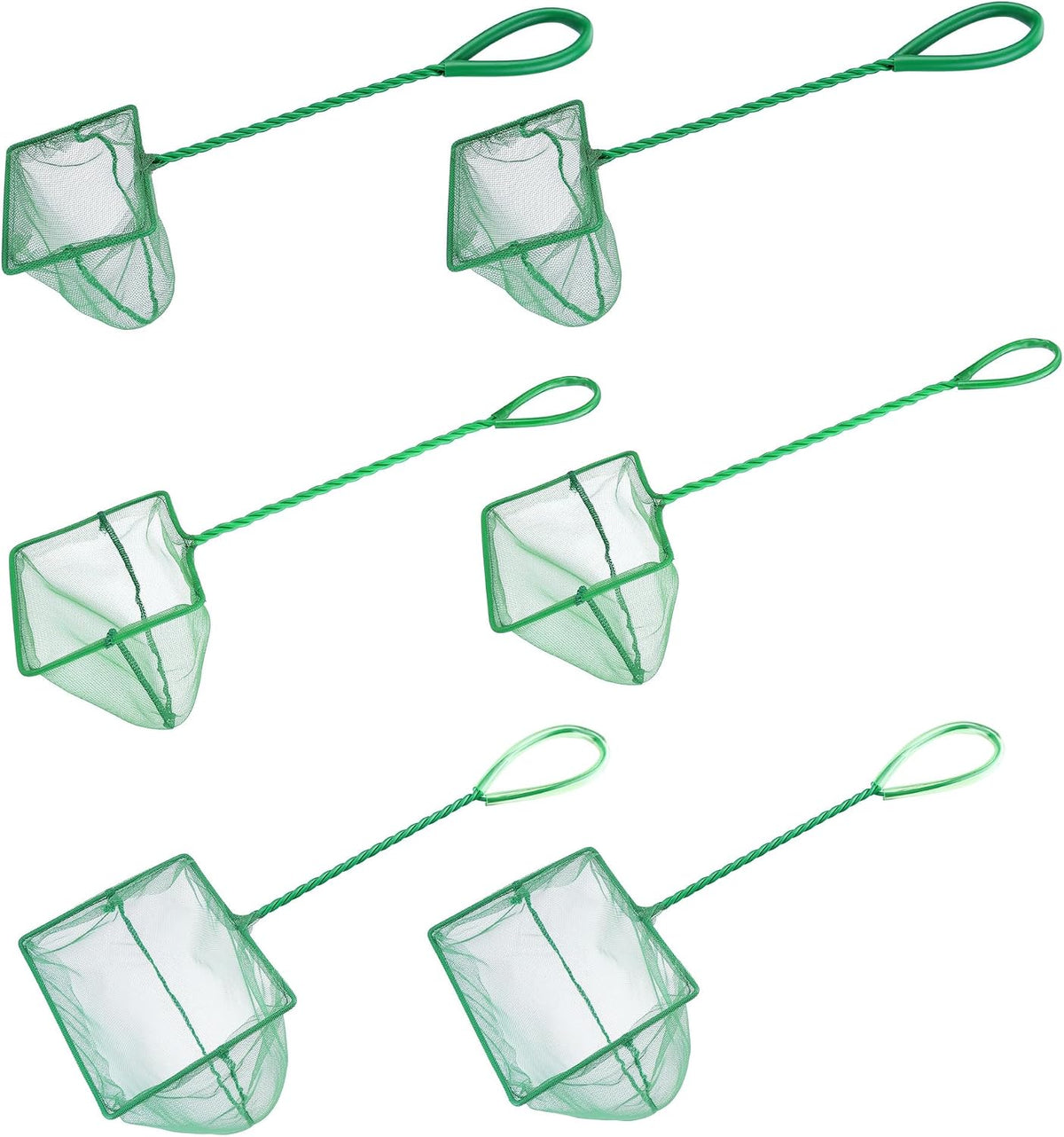 4in 5in 6in Aquarium Fish Net Green Fine Mesh Nylon Net Collection - 6PCS 4，5，6" / Aquarium Square Fish Net / Green