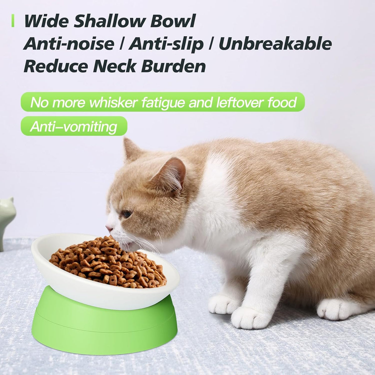 17 oz Raised Cat Food Bowls, Adjustable-Angle Pet Bowls - Milky White, Light Green - image 2