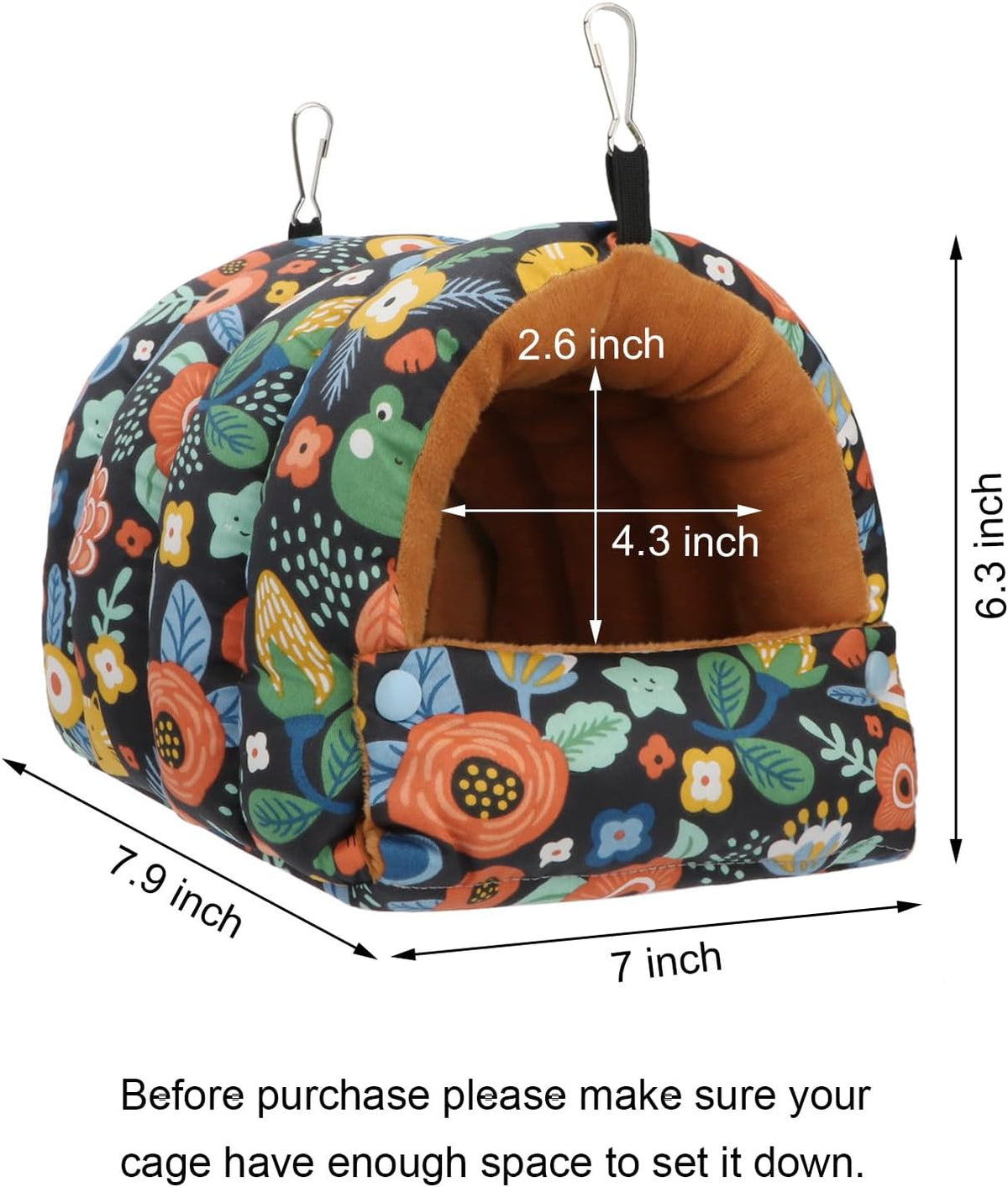 Wontee Bird Nest House Winter Warm Snuggle Hut Bird Bed Hanging - Medium / Black - image 4