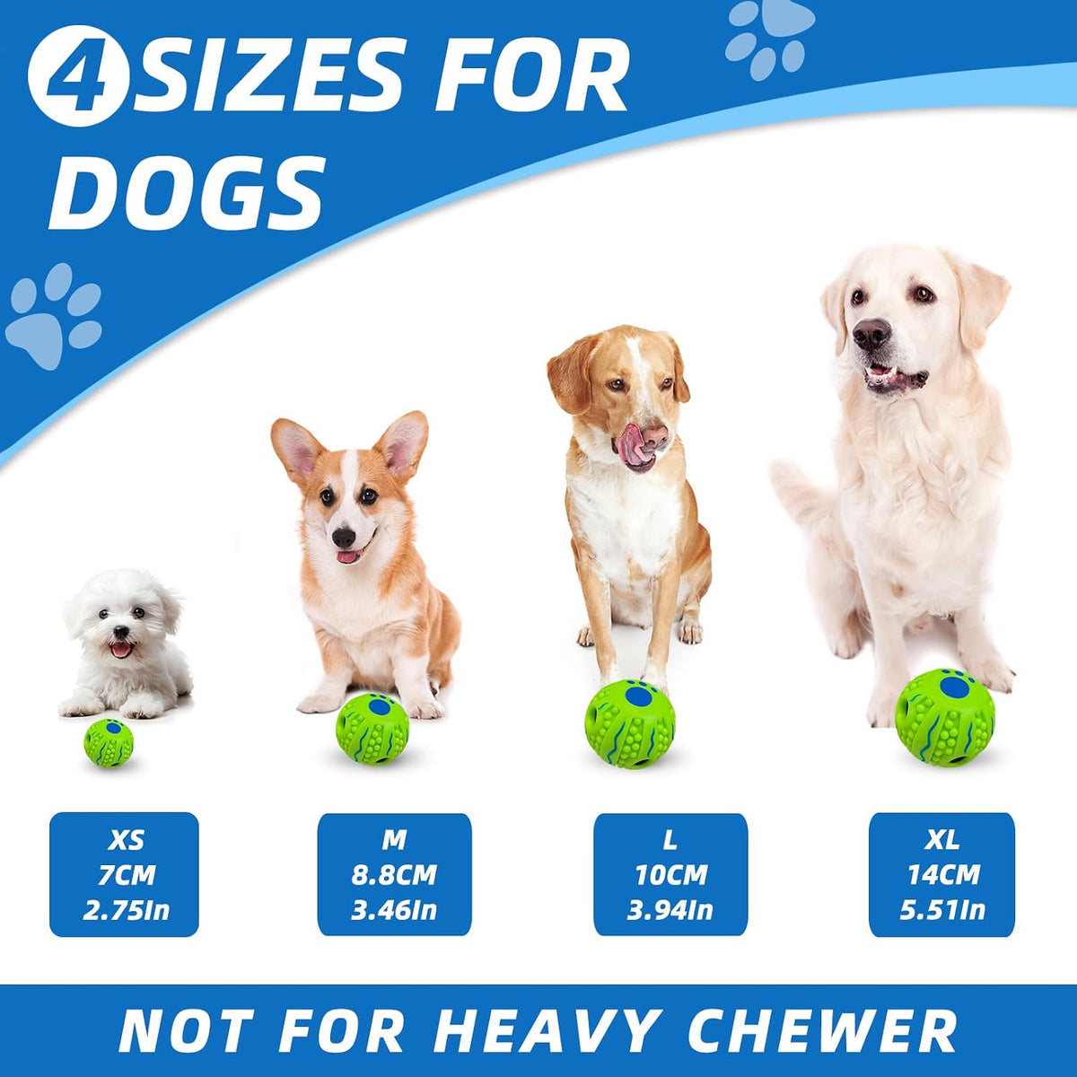 Dog Toys Ball, Interactive, M - Spiky, Wave / M 3.46 in (8.8 cm) - image 3