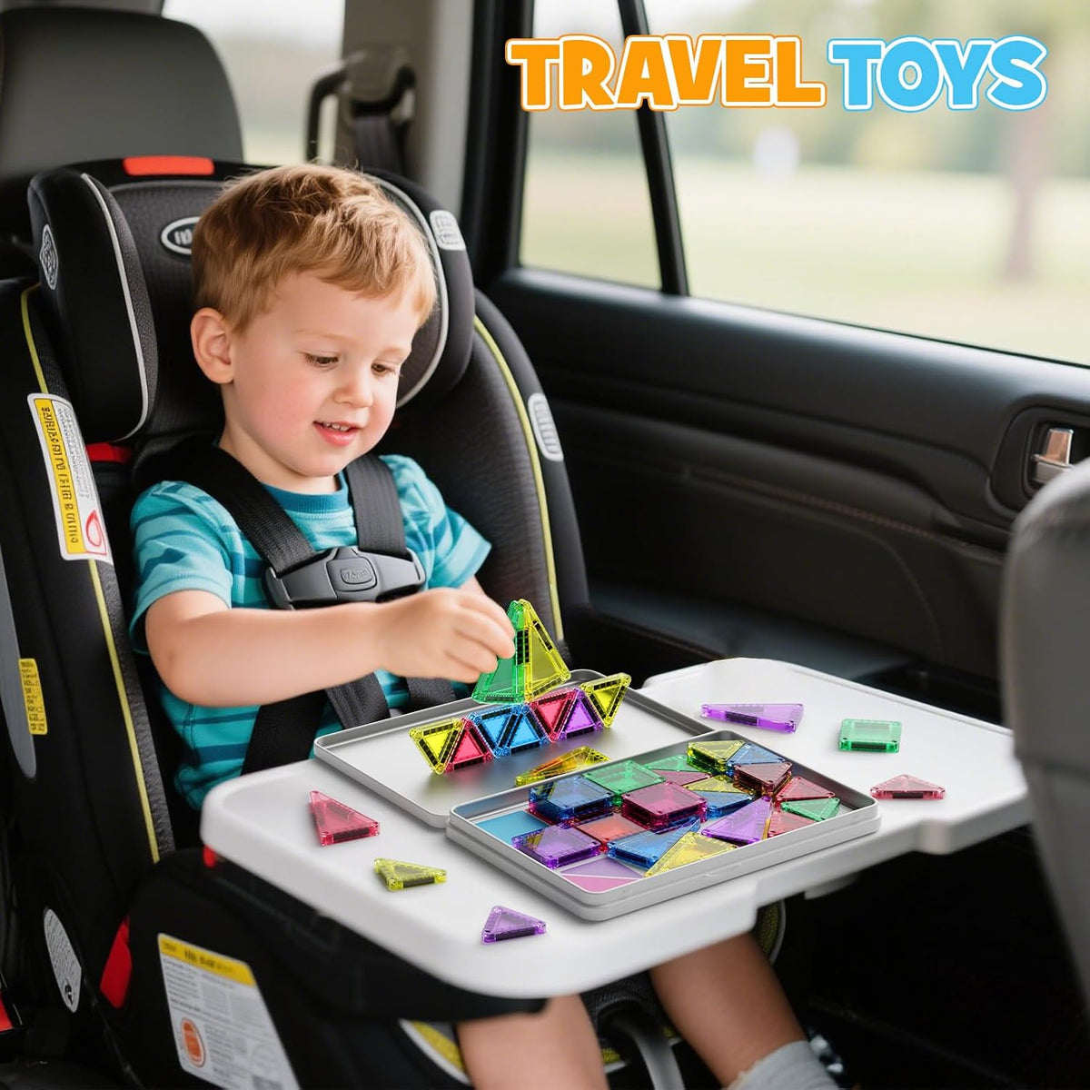 42PCS Mini Magnetic Tiles Travel Set with Iron Storage Box - Mini - image 3