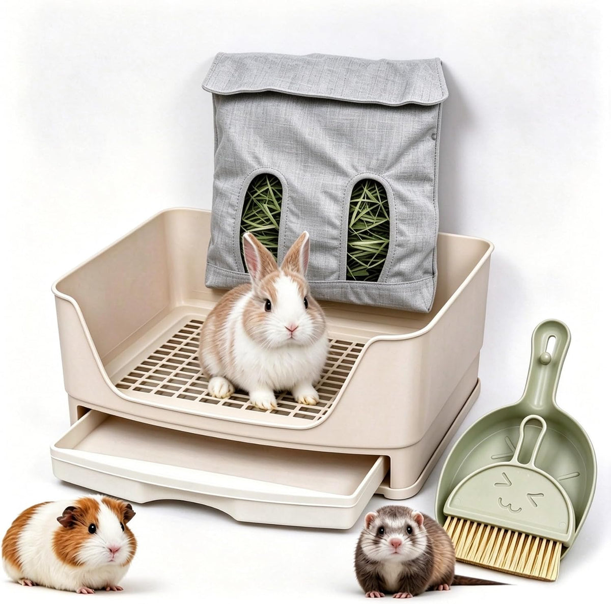 Large Rabbit Litter Box Bunny Litter Box - Brown