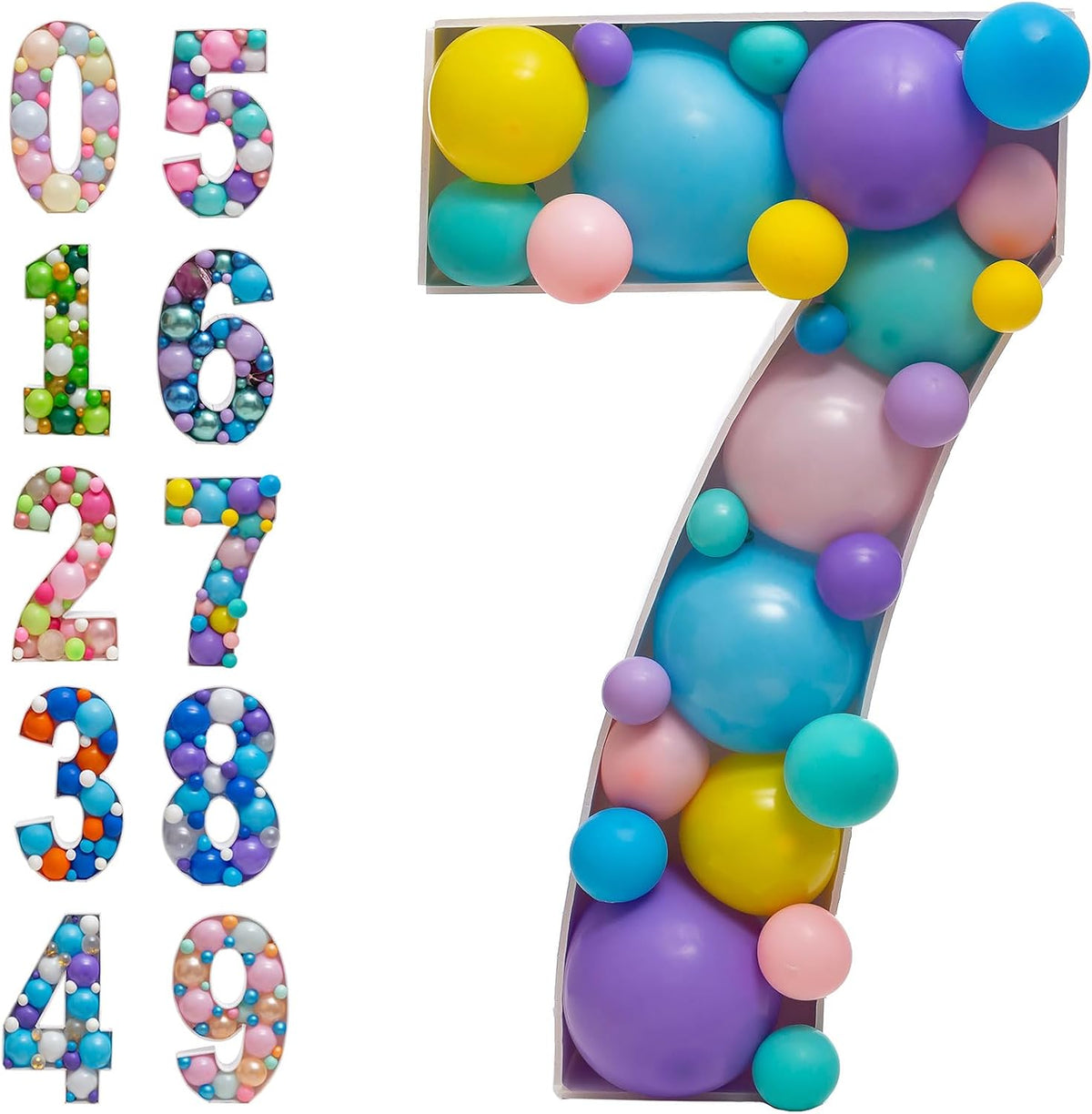 28 inch DIY Mosaic Balloon Number 1 Frame, Party Backdrop Decor – Fun for Kids & Family - Number 7