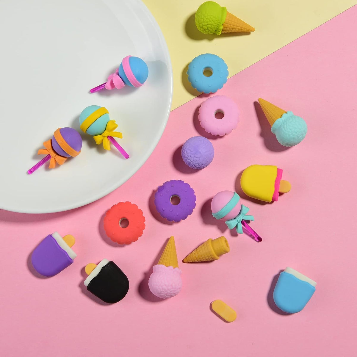 15Pcs Cute Fruit Erasers for Kids - Ice Cream - image 2