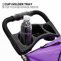 MoNiBloom 3 Wheels Pet Dog Cat Stroller for Small Medium Dogs Cats, Lightweight Foldable Jogger Stroller w/Storage Basket and Cup Holder, Purple
