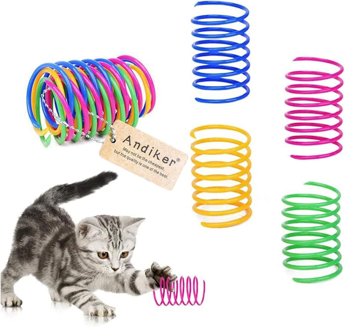 Andiker 12 Pcs Colorful Cat Spring Toys for Indoor Cats and Kittens – Essentials for Cats