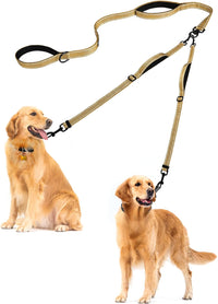 Double Dog Leash, No Tangle Dual Leash - Light Khaki