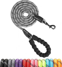 Rttochfy Rope Dog Leash 2/4/5/6/8/10 FT with Comfortable Padded - L (1/2'' x 5 FT) / Grey