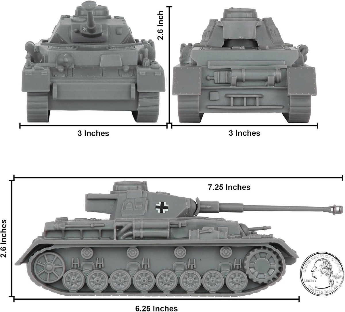 BMC Classic Toy Soldiers WW2 German Panzer IV tank in charcoal gray plastic - view 8