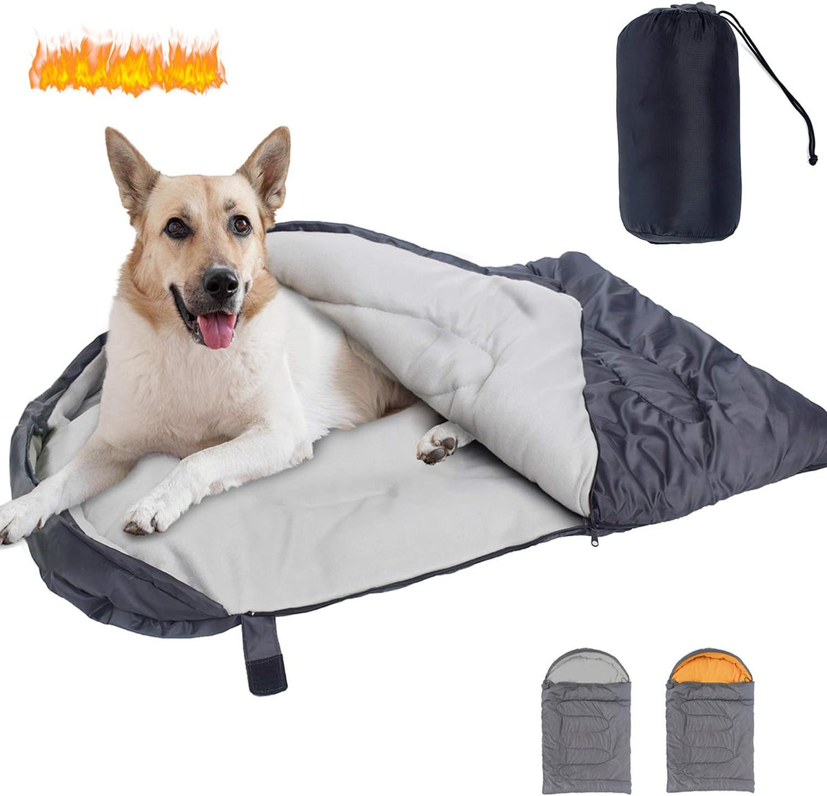Dog Sleeping Bag Waterproof Warm Packable Dog Bed with Storage Bag - Grey