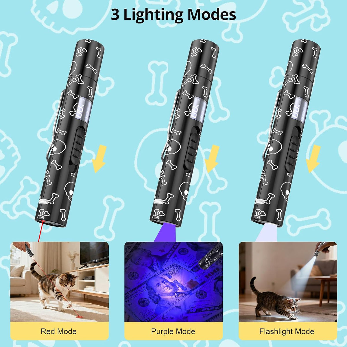 Cat Toy, USB Rechargeable, 3 Light Modes, 5 Fun Patterns, Indoor – Essentials for Cats - 1pcs red light & Display Screen - image 3