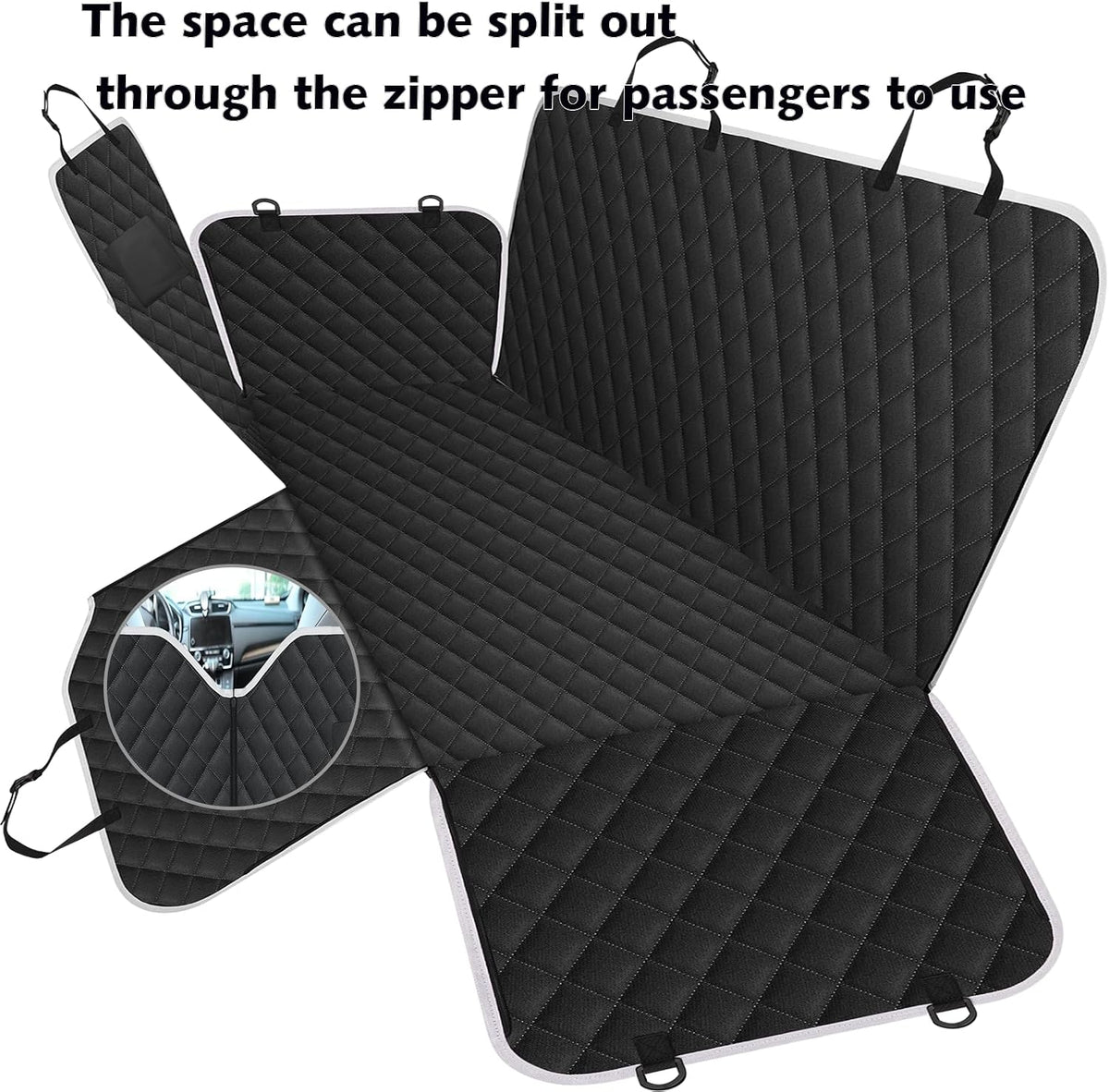 Dog Car Seat Cover Back Seat, Waterproof Nonslip Seat Protector - Black A - image 2