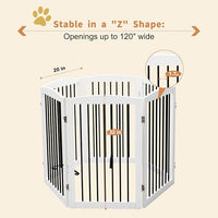 Freestanding Pet Gate for Dogs, Indoor Wooden Foldable Dog Gate for House, Extra Wide, Pet Fence for Stairs, Doorways, Halls, Support Feet Included, 120 Inch Wide, 6 Panels 32",White