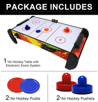 GOOSO 38 inch tabletop air hockey table for kids in green and black with LED scoring - view 7