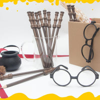Col-Pary wizard party set with 24 wooden wand pencils and 24 round black glasses frames - view 4