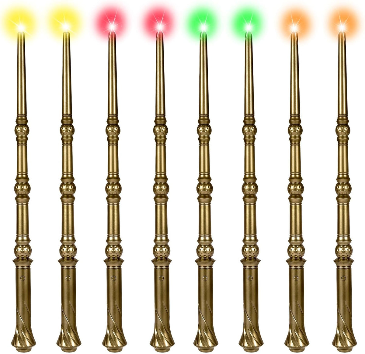 KingVows Light Up Magic Wizard Wand with 4 Color Lights & Sound - Golden