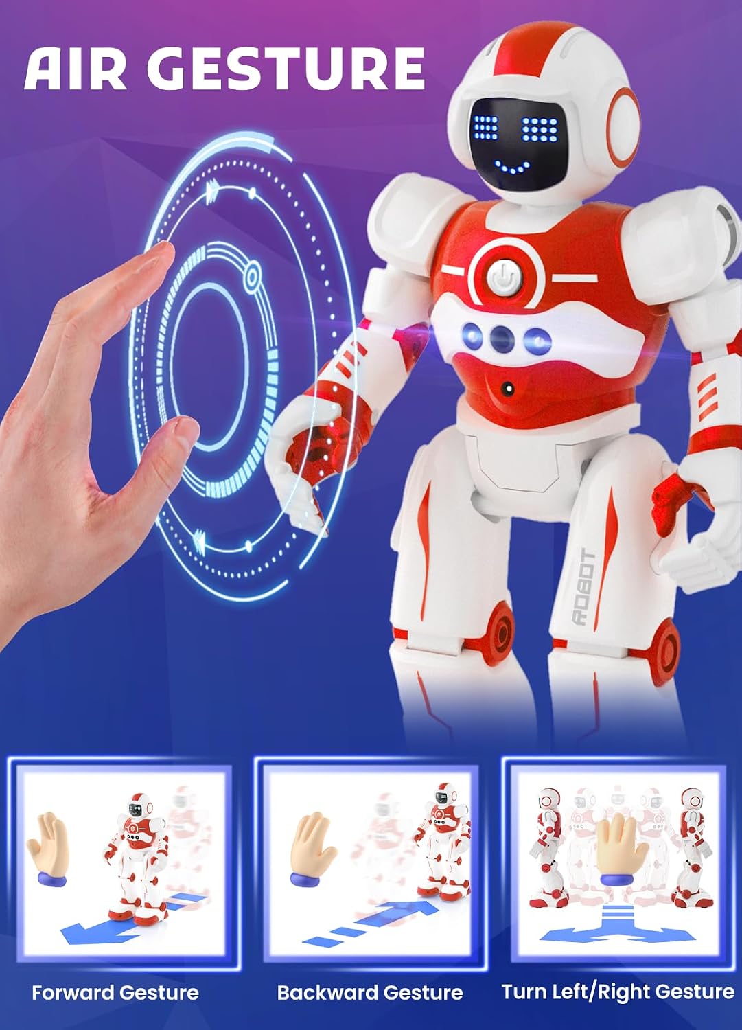 Robot Toys for Kids, Rechargeable Remote & Gesture Control Robots – Fun for Kids & Family - Red - image 3