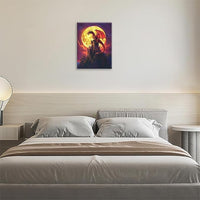 Dragon Bathroom Pictures Wall Art, Red Dragon Castle Bathroom Wall Decor, Framed Painting Canvas Artwork for Bedroom Living Room Decorations 20"L x 16"W