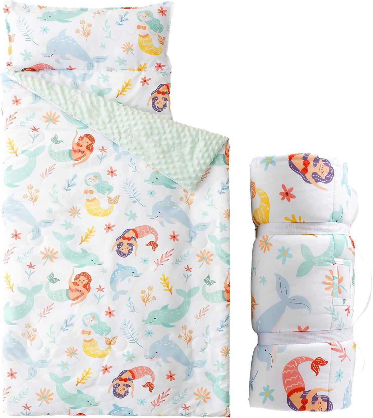 Bunnikins & Clover Toddler Nap Mat with Removable Pillow - Whale White
