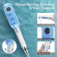 SR SUN RISE Dog Shower Attachment with 4 Adjustable Spray Modes, Pet Shower Attachment Hose for Easy Installation, Dog Shower for Bathing and Grooming, Indoor/Outdoor Use, 6.5-Foot Hose, Blue/White