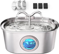 3.2L/108oz Stainless Steel Cat Water Fountain Pet Fountain – Essentials for Cats - Fountain+3 Filters +3 Sponges