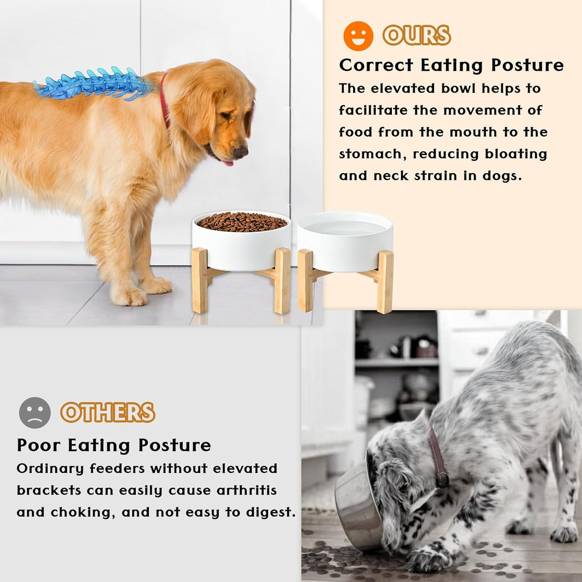 SPUNKYJUNKY Ceramic Elevated Dog Bowls 2 Pack - Medium - 3.6 CUPS*2 / White - image 3