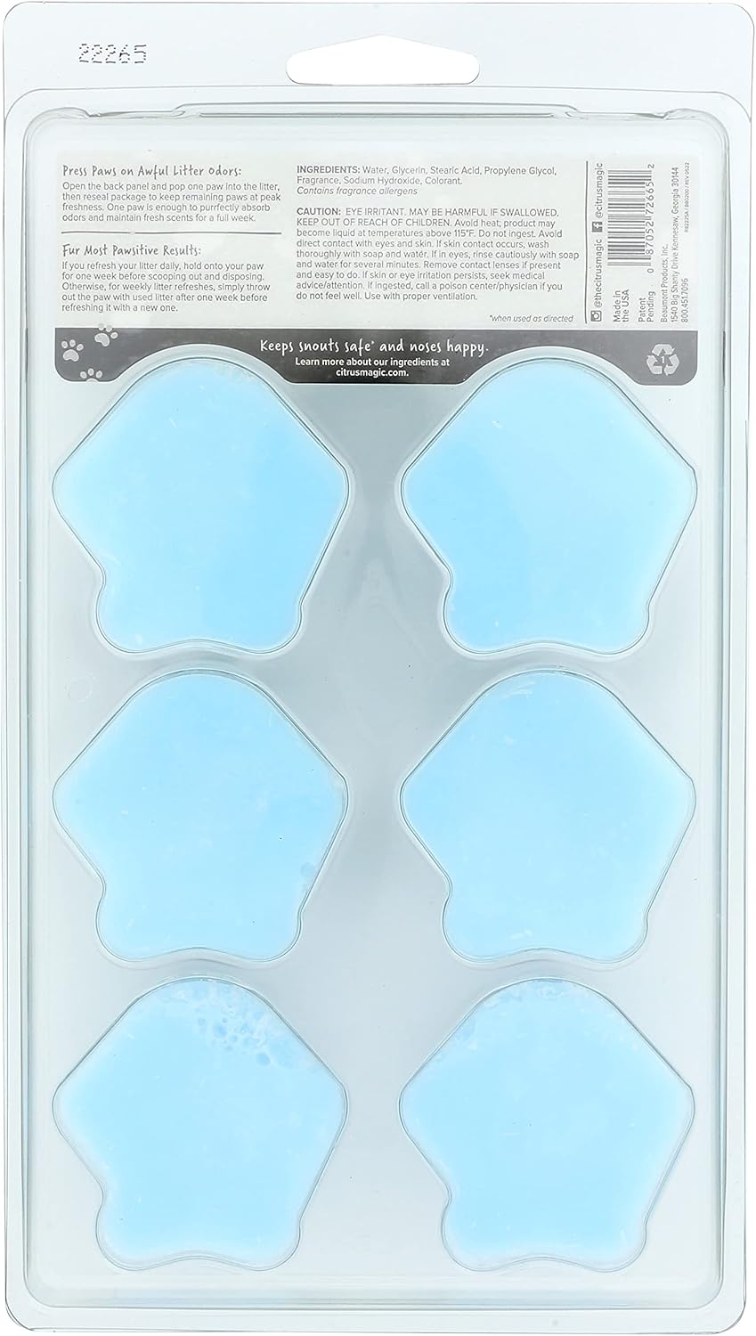 Citrus Magic Pet Odor Control Paws for Litter Boxes - Fresh Linen / 6 Count (Pack of 1) - image 2