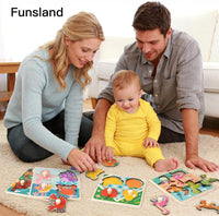 Wooden Toddler Puzzles - 4 Pcs Eco-Friendly Animal Patterns Jigsaw With Handles - Infant Kid Fine - Style A - image 2