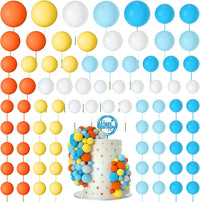 NACHLYNN 80 Pcs Cake Balls Decorations Mini Balloon Cake Topper Balls - Orange Blue White Series