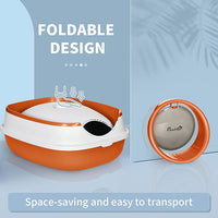PawHut Cat Litter Box with Lid, Covered Litter Box w/High Sides, Air Freshener, Large Two-Way Entrance Kitty Toilet, Foldable, Easy Clean, Orange