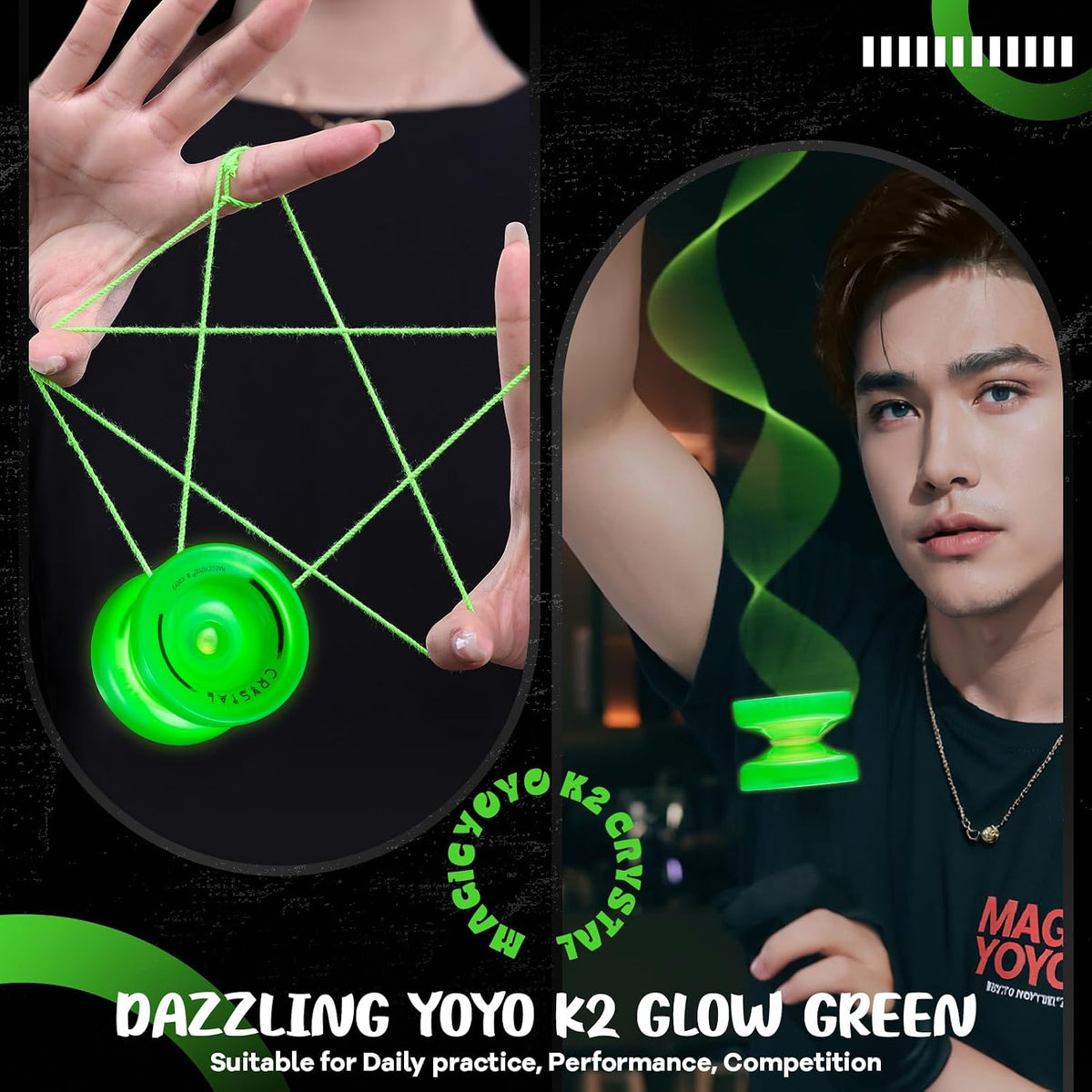 MAGICYOYO K2 Yoyo Professional Glow in The Dark - Glow Green - image 3