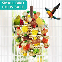 Natural Wood Bird Swing Perch with Decorative Leaves – Essentials for Birds - Colorful / Large - image 3