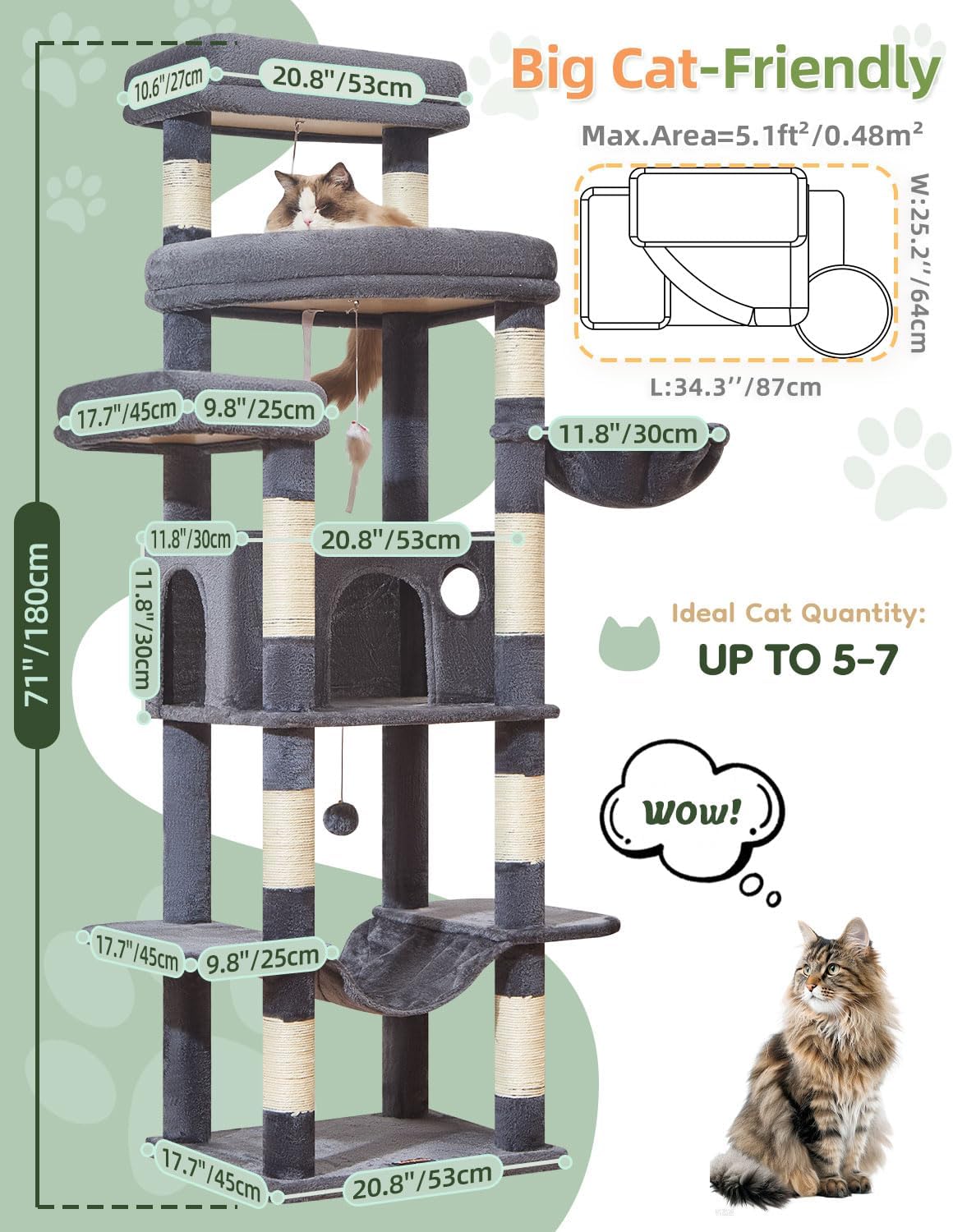 Taoqimiao Heavy-Duty Cat Tree - Smoky Gray - image 2