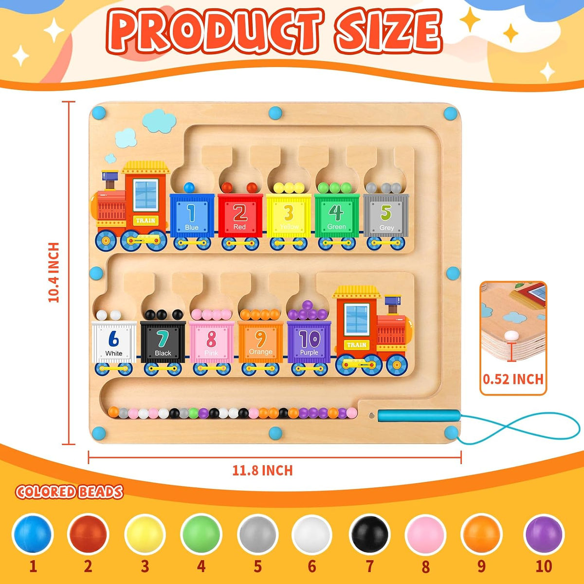 Ice Cream Magnetic Color and Number Maze - Magnet Toys - Train - image 3