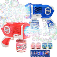 EagleStone Bubble Machine Guns 2 Packs with 2 Solutions 20 Concentrate – Fun for Kids & Family - Blue,pink