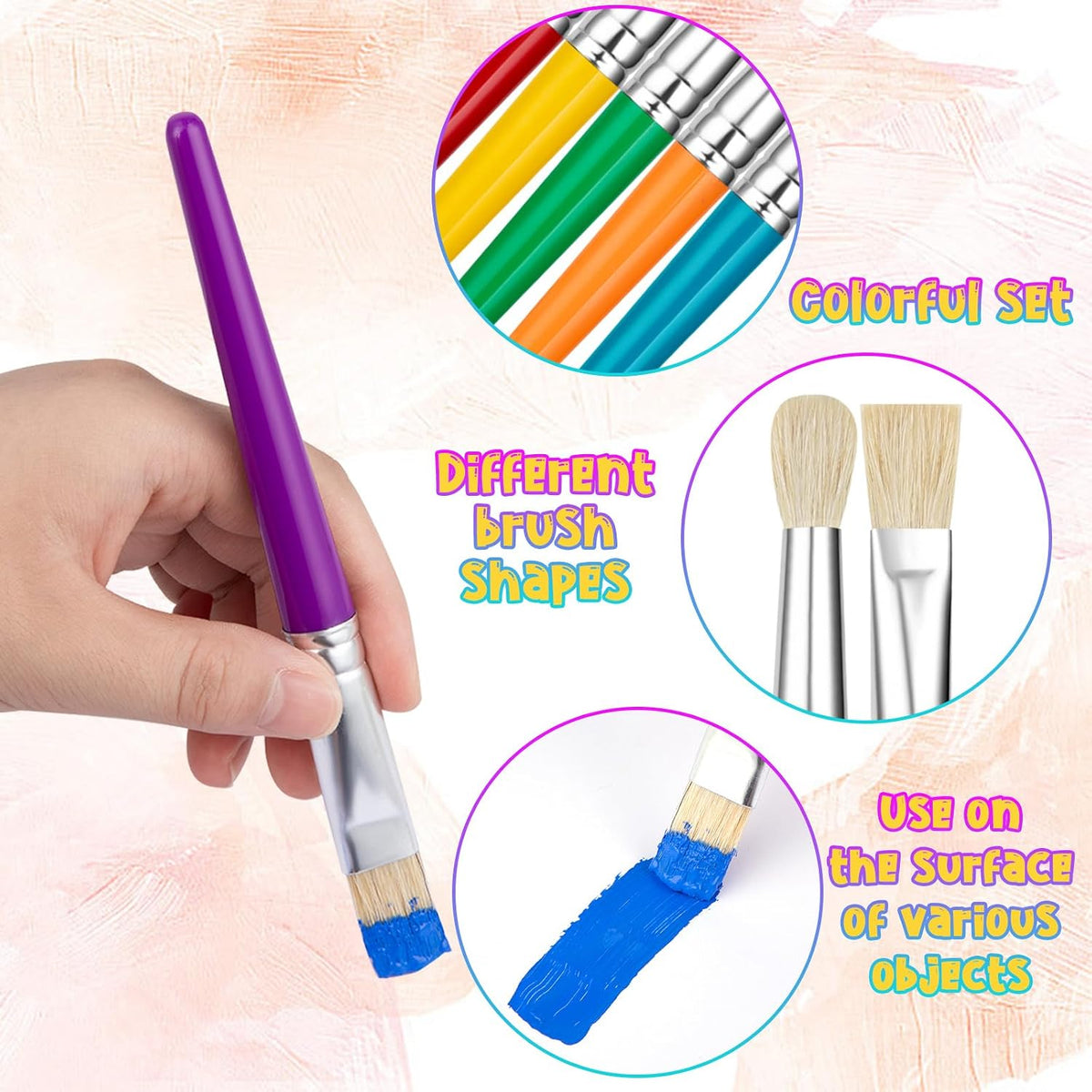 Paint Brushes for Kids, 10 Pcs Big Washable Chubby Toddler Paint Brushes, Easy to Clean & Grip - 20 Pack - image 4