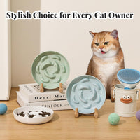 Melamine Slow Feeder Cat Bowls, Dishwasher Safe - Green / 2"H - image 3