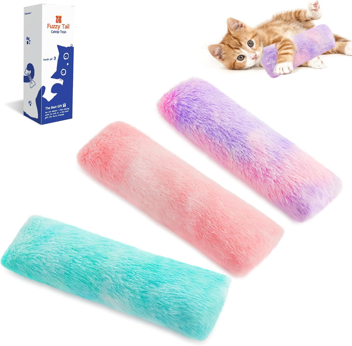 Potaroma Cat Toys Pillows, Catnip Inside, Indoor Interactive Fun - Pastel Colors
