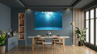 Nature Wall Art Prints - Ocean Forest Mountain Lake Canvas Landscapes - Small to Extra Large Living Room Bedroom Kitchen Bathroom Décor (Sun Rays Under Water, 31L" x 47W" - 3 Panels)