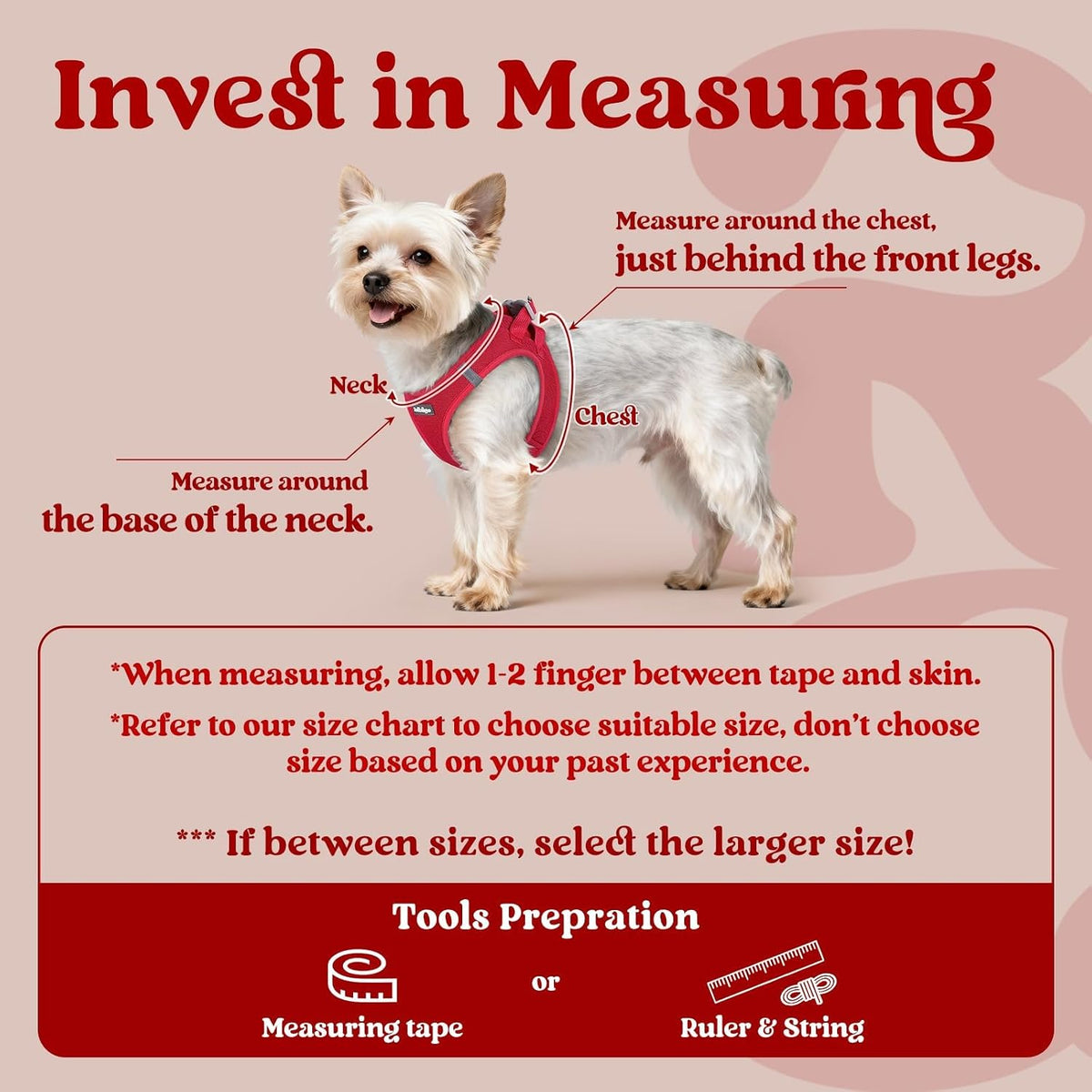 rabbitgoo Step-in Small Dog Harness - Red / M(chest:16.0"-18.5") - image 2