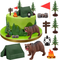 Hooqict 43 piece Halloween cake topper set with sign, tombstone, skulls, trees and spiders