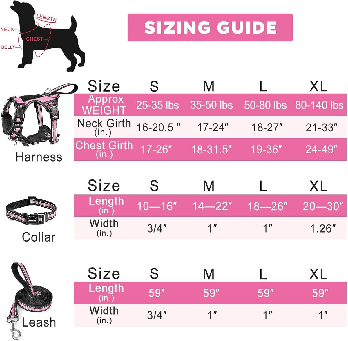 WINSEE Pet Harness Collar and Leash Set - Small / Pink - image 4