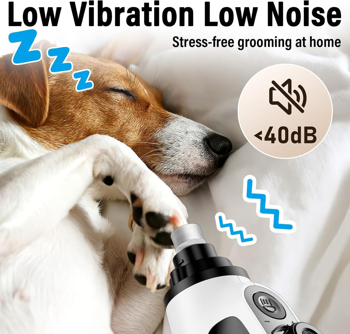 Casfuy Smart 6-Speed Dog Nail Grinder with LED Lights Safe - White - image 4