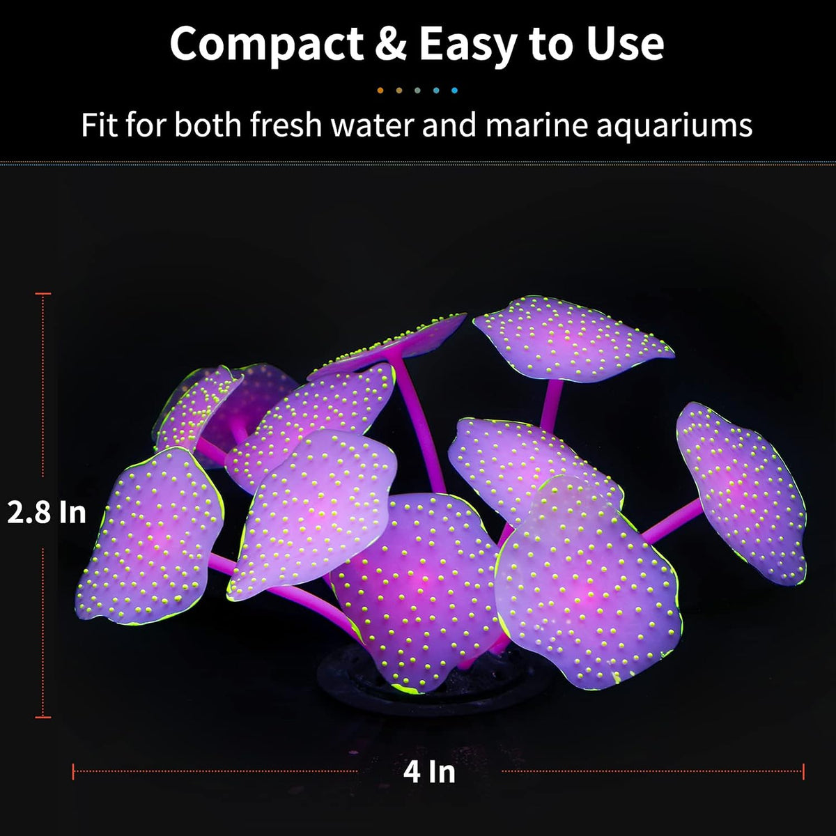 Uniclife Silicone Coral Plant Decorations Glowing Artificial Ornament - Yellow / Coral - image 2
