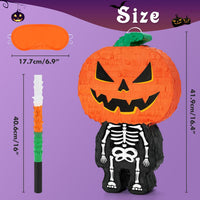 WERNNSAI Halloween skull pumpkin piñata in orange and black with spooky face - view 20